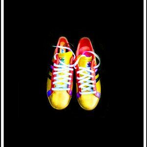 One Of A Kind Adidas Originals Leather Athletic Metallic Glitter Gum Sneakers